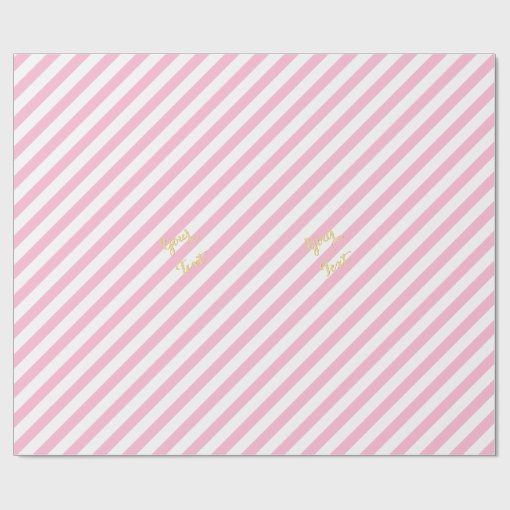 Pink White Stripes Gold Text Christmas Birthday Wrapping Paper Zazzle