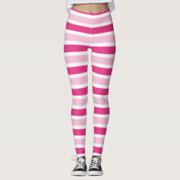 Pink &amp; White Stripes  Leggings