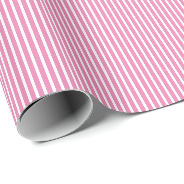 Pink White Stripes Lines Patterns Cute Graduation Wrapping Paper (Roll Corner)