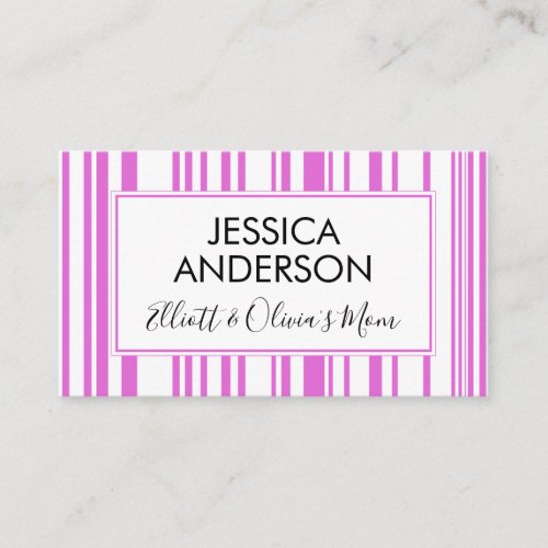 Pink  White Stripes Mommy Playdate Calling Card