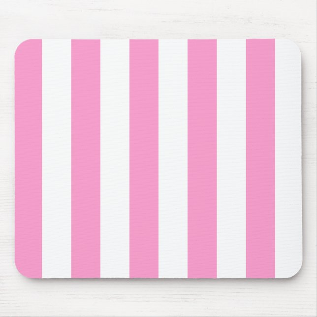 Pink & White Stripes Mousepad (Front)