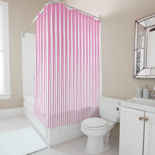 Pink White Stripes Pattern Ombre Modern Cute Girly Shower Curtain