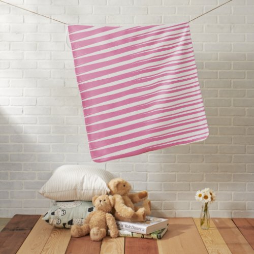 Pink White Stripes Pattern Ombre Modern Stylish Baby Blanket