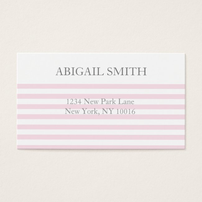 Pink & white stripes Personalized Business Cards