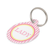 Pink & white stripes | Personalized Pet Tag (Side)