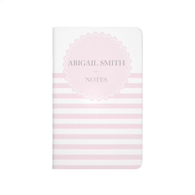 Pink & white stripes Personalized Pocket Journal