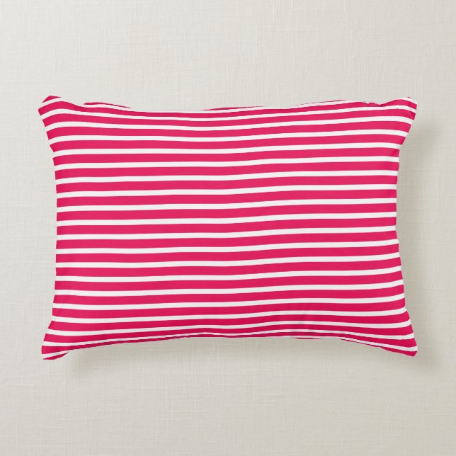 Pink White Stripes Seamless Pattern Accent Pillow (Front)