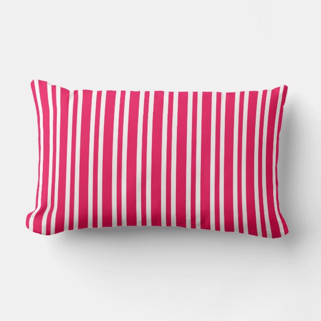 Pink White Stripes Seamless Pattern Lumbar Pillow (Front)