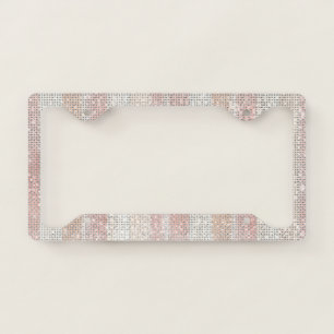 Pink White Stripes Sparkle License Plate Frame