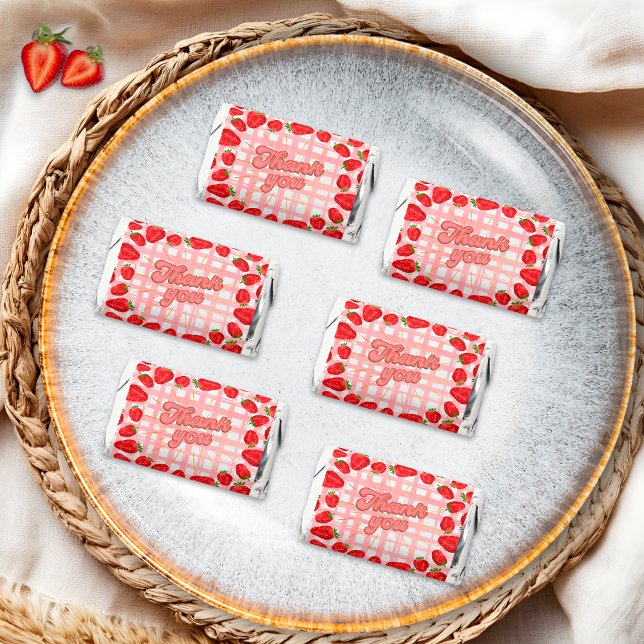 Pink White Stripes Strawberry Theme Party Favors (Creator Uploaded)