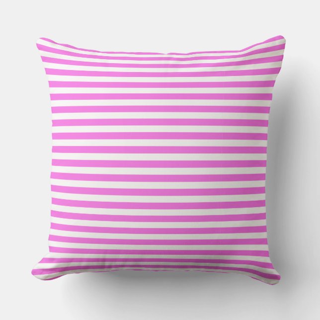 Pink/White Stripes Throw Pillow (Front)