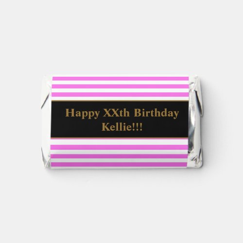 PinkWhite Stripes With Message Birthday Hersheys Miniatures