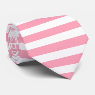 Pink & white stripes with nautical anchor Neck Tie