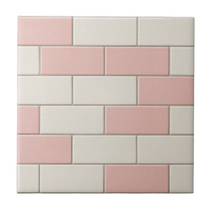 Pink White Subway Tile Pattern Backsplash
