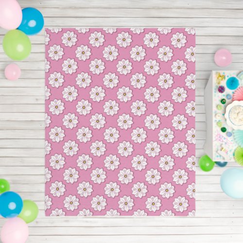 Pink  White Summer Daisies _ Sweet Floral Outdoor Rug