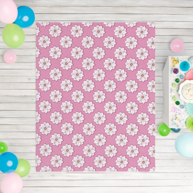 Pink & White Summer Daisies - Sweet Floral Outdoor Rug (Insitu (Birthday))