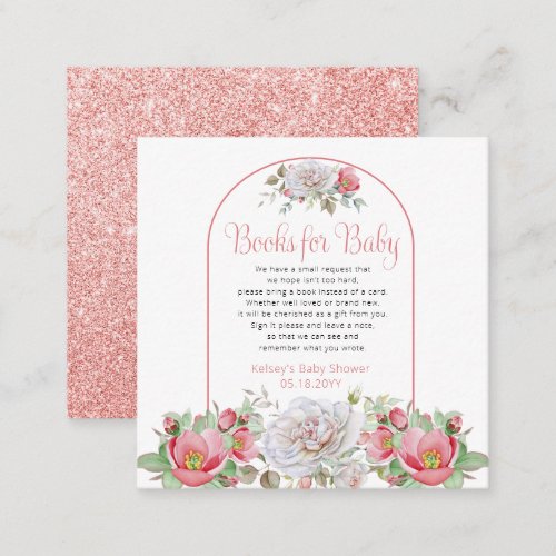 Pink White Sweet Floral Blooms Books for Baby Enclosure Card