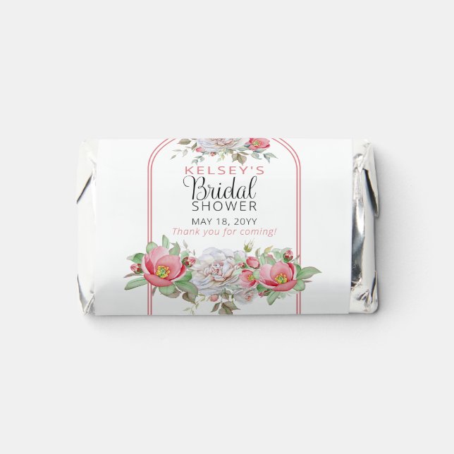 Pink | White Sweet Floral Blooms Bridal Shower Hershey's Miniatures (Front)