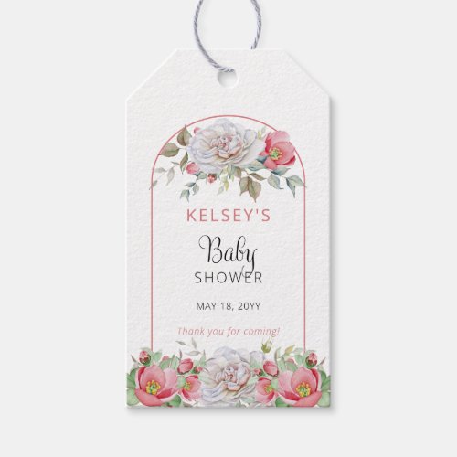 Pink  White Sweet Floral Blooms Girl Baby Shower  Gift Tags