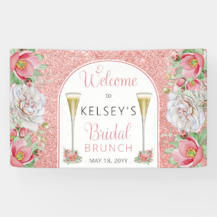 Pink White Sweet Floral Rose Blooms Bridal Brunch  Banner