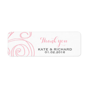 Pink White Swirl Thank You Sticker for Wedding