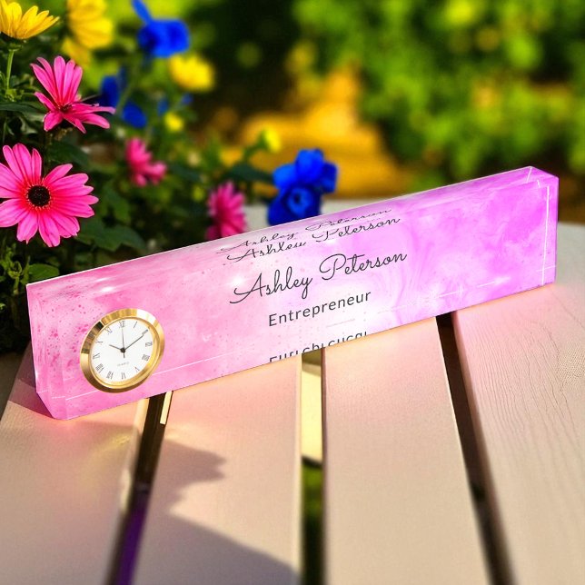 Pink White Teacher Fashion Blogger Desk Name Plate (Creator Uploaded)