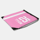 Pink & White Team Colors Monogram Drawstring Bag (Side)
