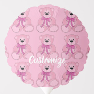 Pink & White Teddy Bear Pattern Balloon