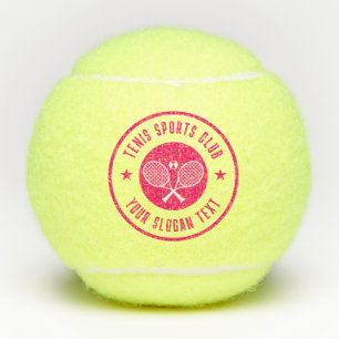 Pink White Tennis Theme Club Name Tennis Balls