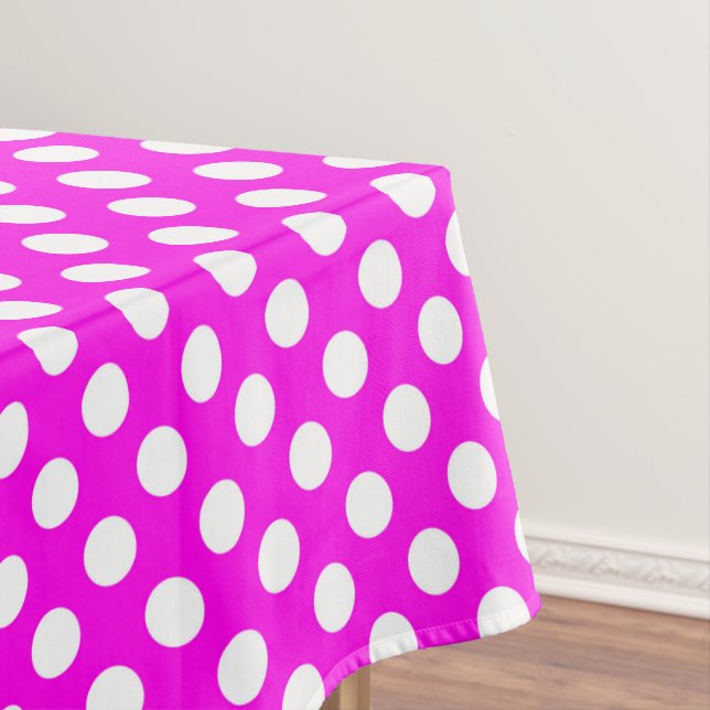 Pink white tiled pattern polka dot tablecloth (In Situ)