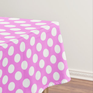 pink white tiled pattern polka dot tablecloth