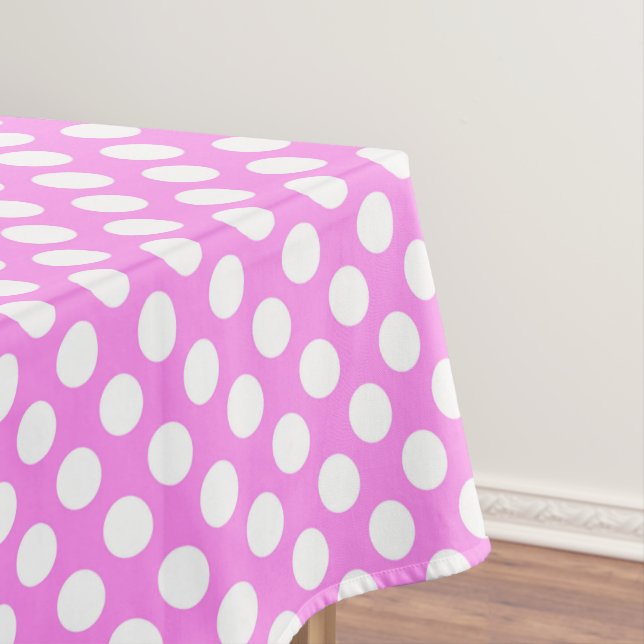 pink white tiled pattern polka dot  tablecloth (In Situ)