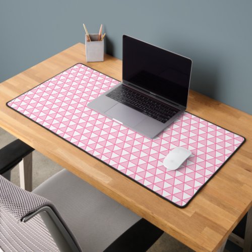 Pink  White Triangular Geometric Desk Mat
