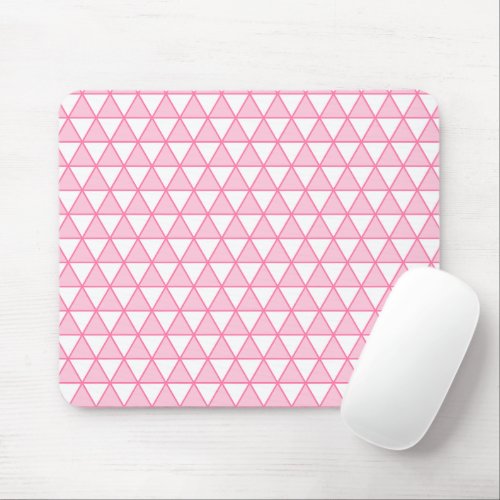 Pink  White Triangular Geometric Mouse Pad