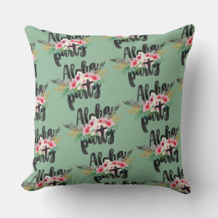 PINK & WHITE TROPICAL HIBISCUS FLOWERS THROW PILLOW