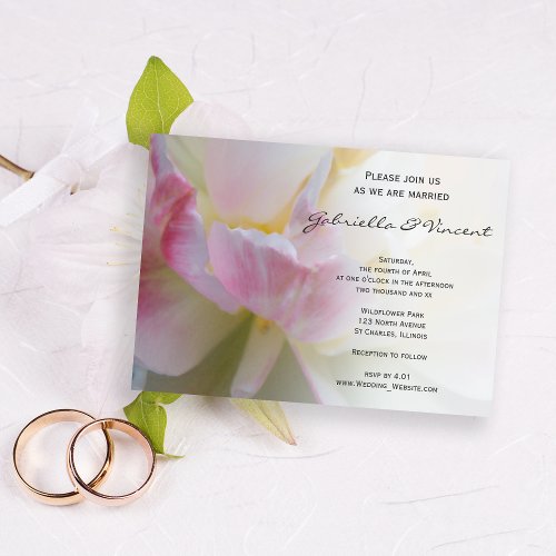Pink White Tulip Flower Spring Wedding Invitation