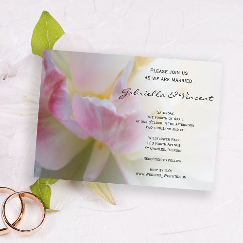 Pink White Tulip Flower Spring Wedding Invitation