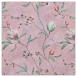 Pink &amp; White Tulips Anemones Pattern Fabric