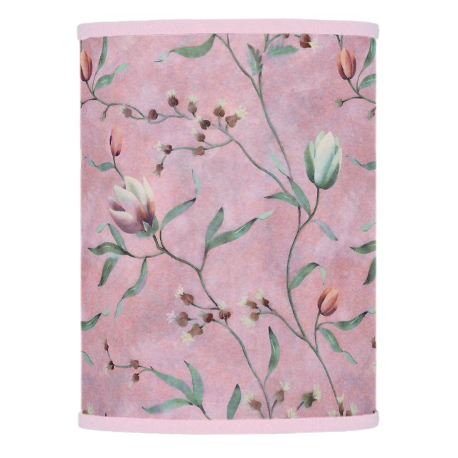 Pink & White Tulips Anemones Pattern Lamp Shade (Front)