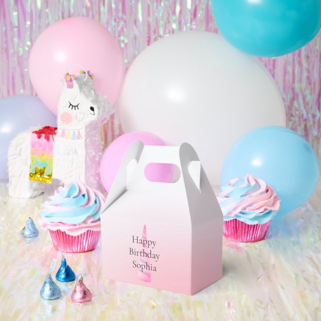Pink White Unicorn Birthday  Favor Boxes (Party)