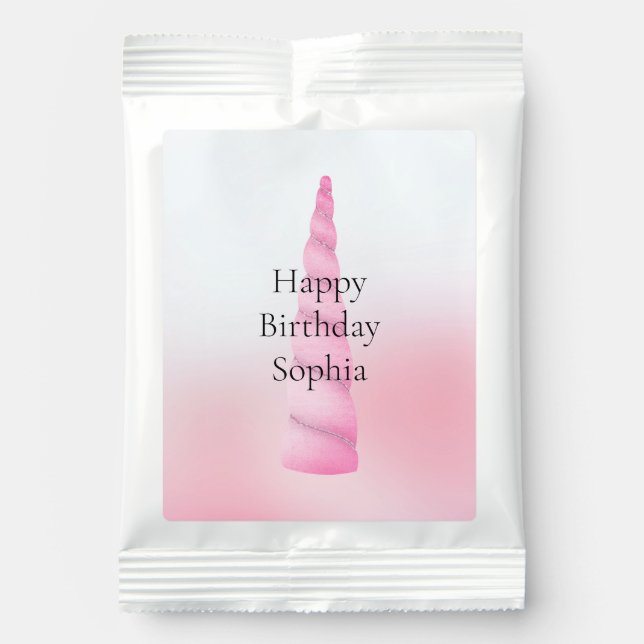 Pink White Unicorn Birthday  Lemonade Drink Mix (Front)