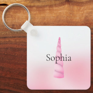 Pink White Unicorn Keychain