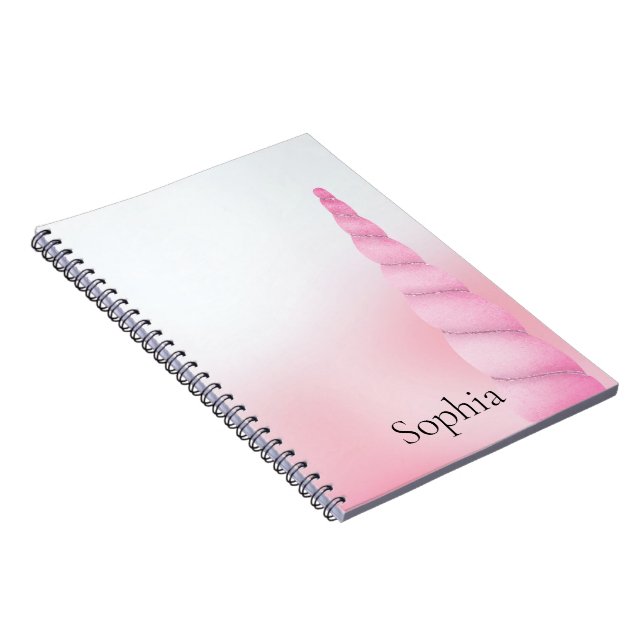 Pink White Unicorn  Notebook (Right Side)
