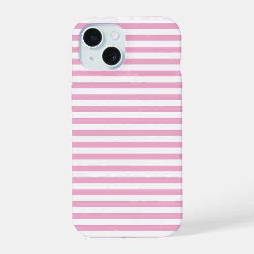 Pink White Vertical Stripe Pattern Design iPhone 15 Case