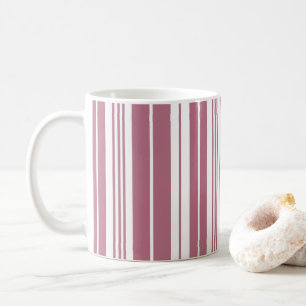 Pink White Vertical Stripes Pattern Coffee Mug