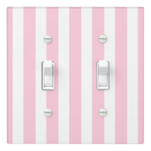 Pink & White Vertical Stripes Shabby Chic Stripe Light Switch Cover