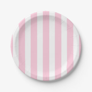 Pink & White Vertical Stripes Shabby Chic Stripe Paper Plates