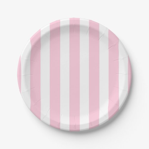 Pink  White Vertical Stripes Shabby Chic Stripe Paper Plates