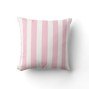 Pink & White Vertical Stripes Shabby Chic Stripe Throw Pillow