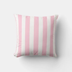 Pink & White Vertical Stripes Shabby Chic Stripe Throw Pillow